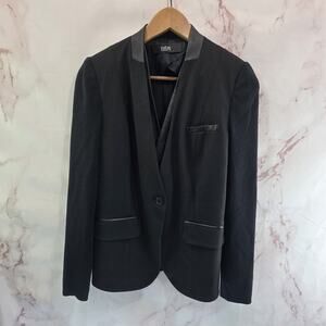 Yigal Azrouel Blazer Women Small 4 Black Faux Vegan Leather Cut 25 One Button